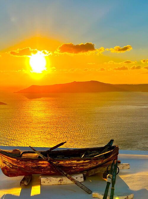 tramonto a Fira Santorini